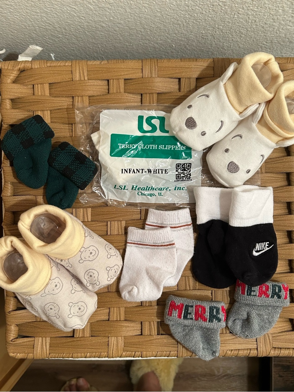 Infant Crew Socks & Booties - 7 Pair - Winnie The Pooh, Nike, Xmas, Daily